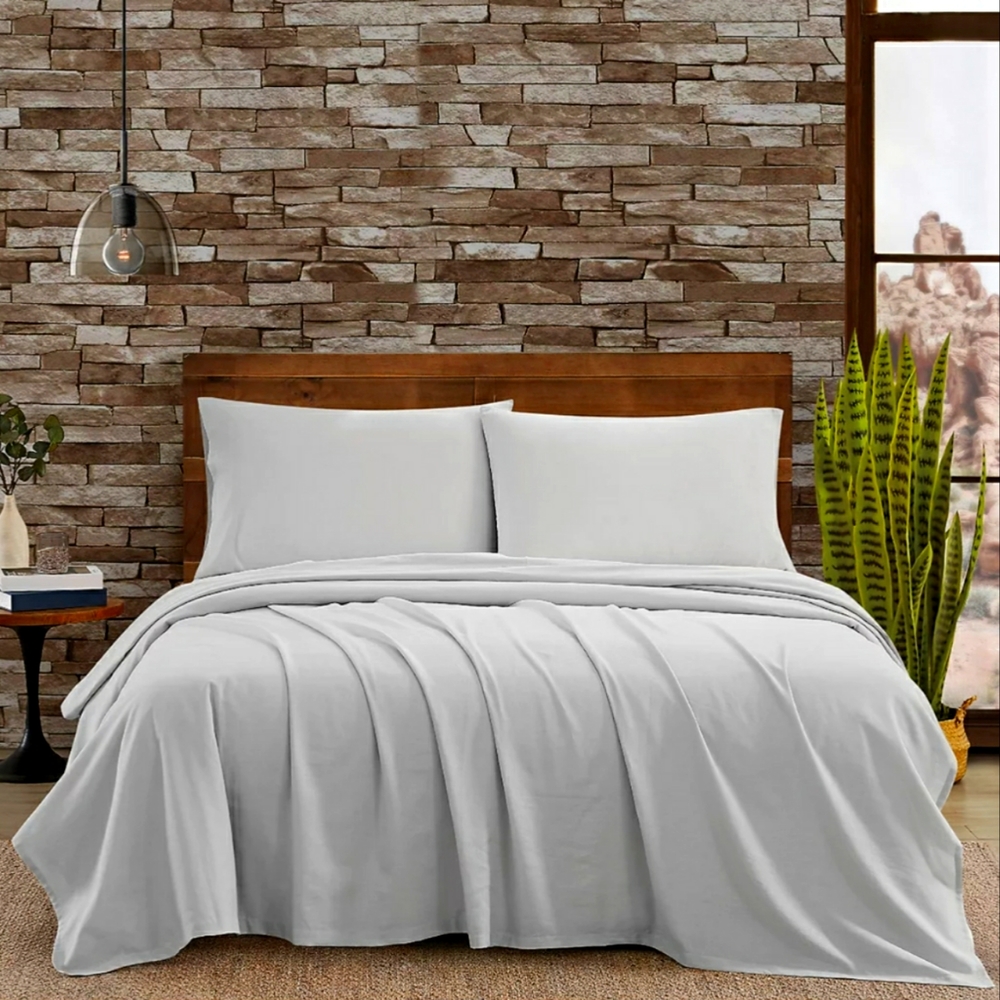 FRYE cotton linen blend Twin sheet set, Grey